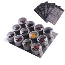 Load image into Gallery viewer, 6/9/12 Pieces Magnetic Spice Jars Stainless Steel Salt Tins Pepper Shakers Spice Jar Rack Organizers  Container With 120 Labels