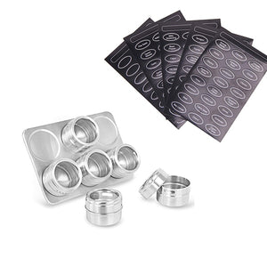 6/9/12 Pieces Magnetic Spice Jars Stainless Steel Salt Tins Pepper Shakers Spice Jar Rack Organizers  Container With 120 Labels