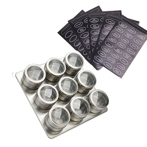 6/9/12 Pieces Magnetic Spice Jars Stainless Steel Salt Tins Pepper Shakers Spice Jar Rack Organizers  Container With 120 Labels