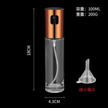 Load image into Gallery viewer, Portable Spray for Olive Oil with Funnel Stainless Steel 100ml Container for Sunflower Oil Glass Vinegar Soy Sauce Sprayer