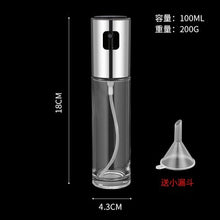 Load image into Gallery viewer, Portable Spray for Olive Oil with Funnel Stainless Steel 100ml Container for Sunflower Oil Glass Vinegar Soy Sauce Sprayer