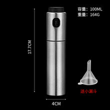 Load image into Gallery viewer, Portable Spray for Olive Oil with Funnel Stainless Steel 100ml Container for Sunflower Oil Glass Vinegar Soy Sauce Sprayer