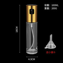 Load image into Gallery viewer, Portable Spray for Olive Oil with Funnel Stainless Steel 100ml Container for Sunflower Oil Glass Vinegar Soy Sauce Sprayer