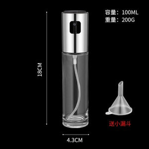 Portable Spray for Olive Oil with Funnel Stainless Steel 100ml Container for Sunflower Oil Glass Vinegar Soy Sauce Sprayer