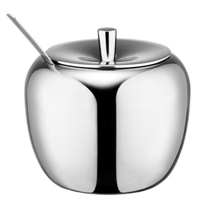 Realand 18/8 Stainless Steel Apple Sugar Bowl Seasoning Jar Condiment Pot Spice Container Canister Cruet with Lid and Spoon