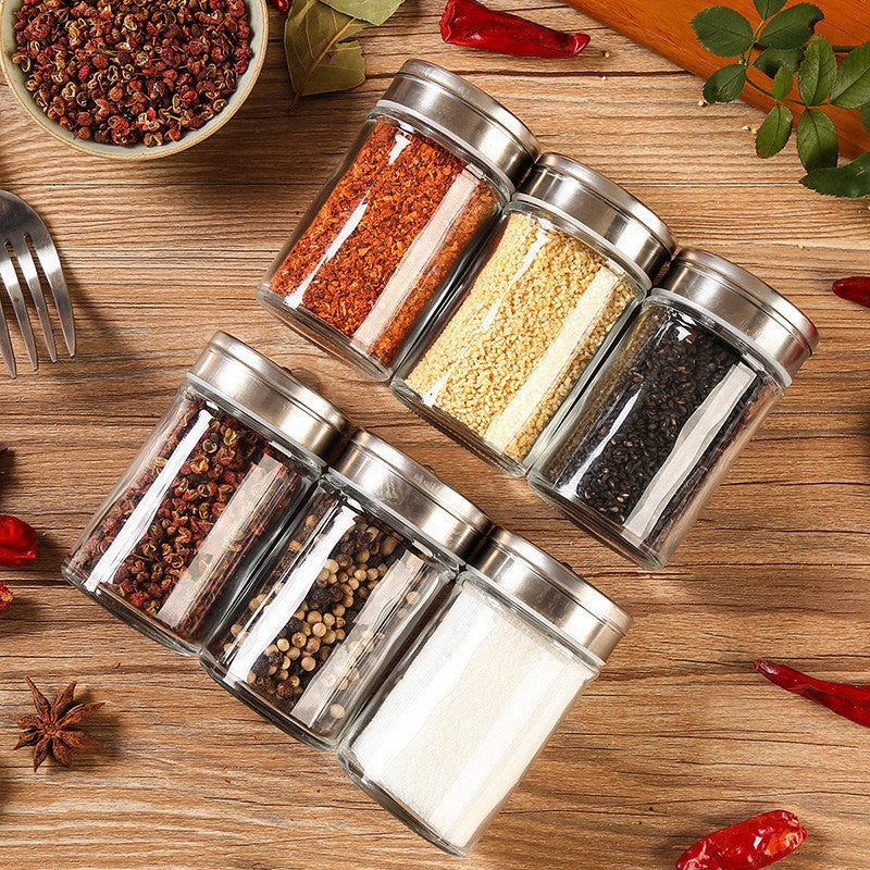 Unibird 1Pc Glass Pepper Spice Shaker Salt Seasoning Can Kitchen Cruet Condiment Bottle Coffee Sugar Seal Jar Container Castor