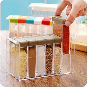 1pcs Transparent Spice Jar Set Salt and Pepper Seasoning Bottle Colorful Lid Kitchen Condiment Cruet Storage Container