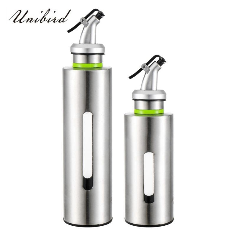 Unibird Kitchen Oil Bottle Stainless Steel Gravy Boats Leak-Proof Suace Vinegar Cruet Storage Dispenser Olive Oil Container