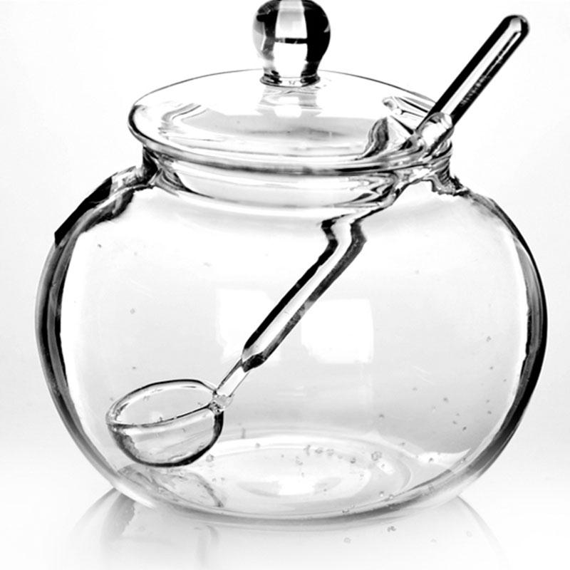 Household Transparent 250ml Glass Jar Candy Spice Chicken Cooking Sugar Bowl*